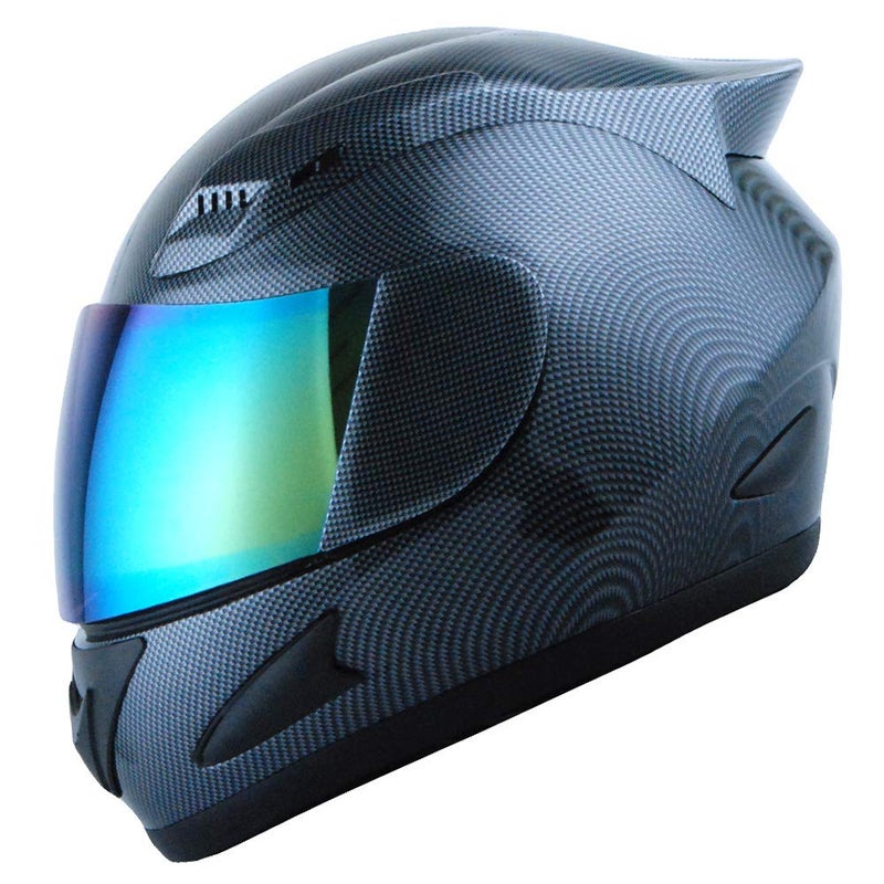 1Storm Motorcycle Bike Full FACE Helmet Mechanic Carbon Fiber Black - Image 1